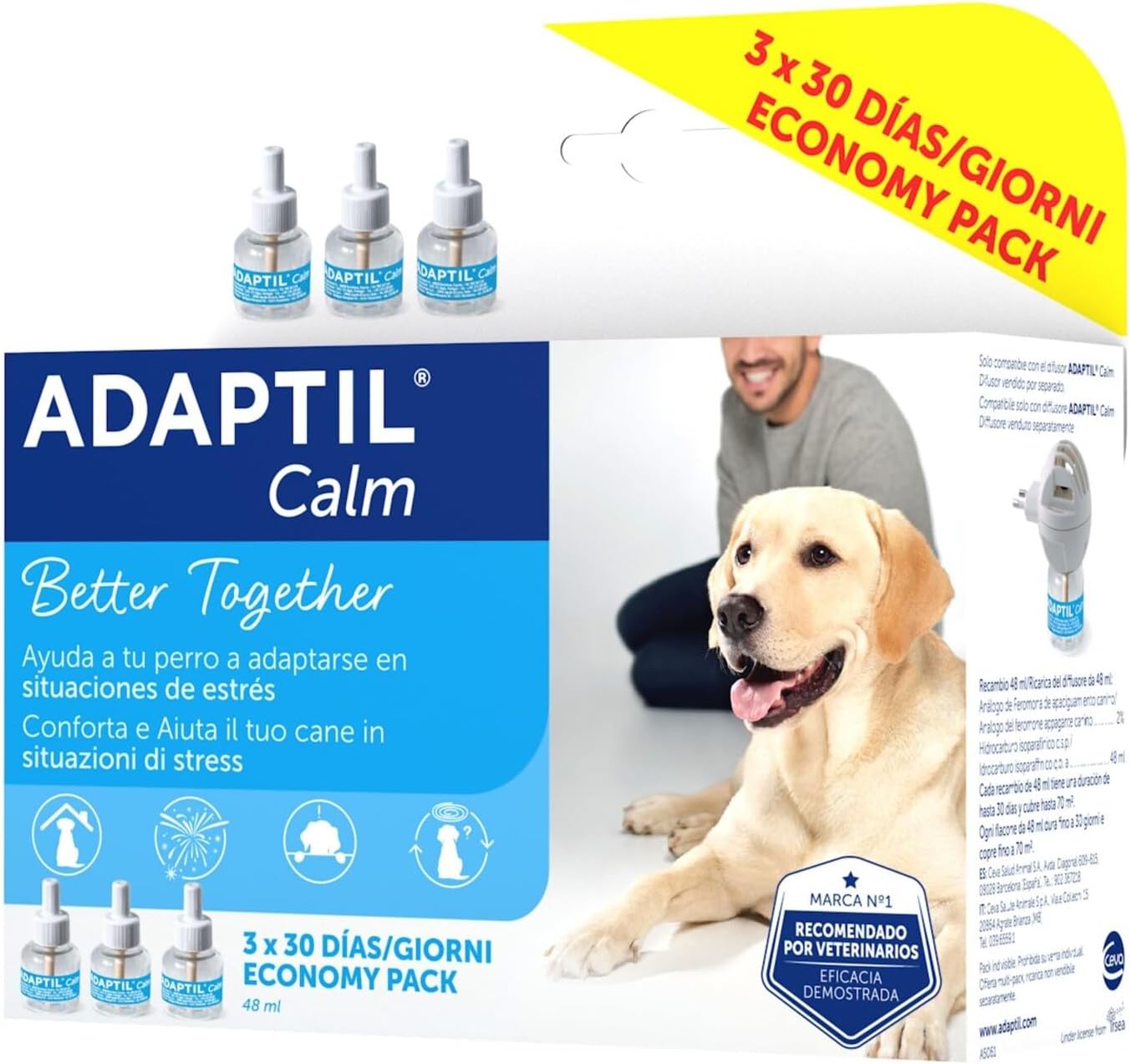 Calm - Pack Ahorro 3 Recambios 90 días - Antiestrés para Perros