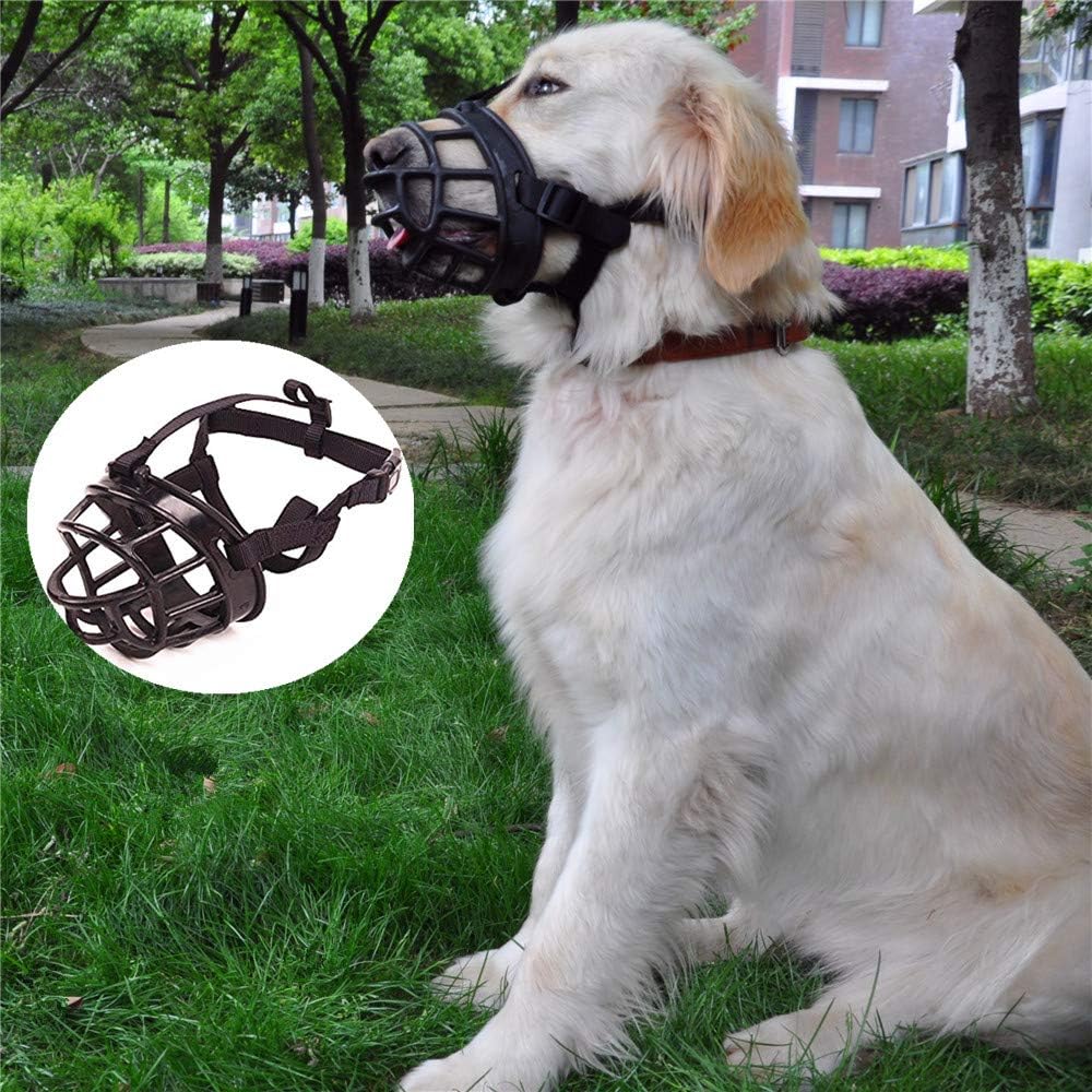 Bozal para Perros - Cesta de Silicona/Permite Beber/Jadear y Comer,Negro 6