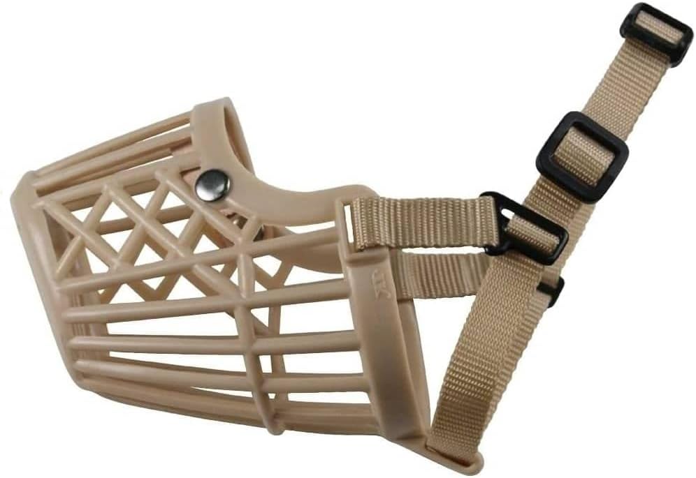 Bozal para Perro | Bozal de Canasta para Perros | Evitar Morder | Bozal De Canasta | Ajustable | Ajustable | Medida Circunferencia del hocico: 4.5 cm | Beige | Talla S