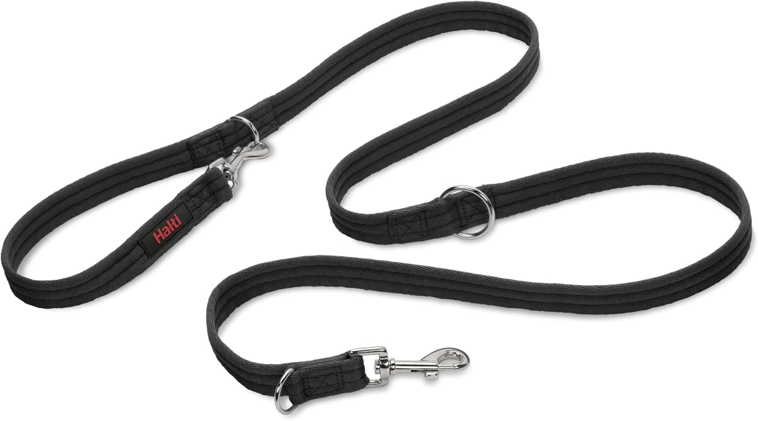 Correa de adiestramiento - Correa multifunción con doble enganche, ideal para antitirones Entrenamiento canino. Cómoda de sostener. Apta para perros medianos y grandes (Talla L, Negro)