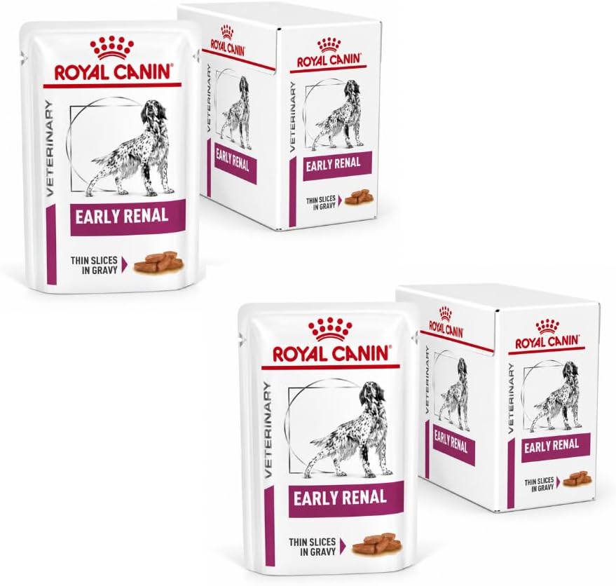 Canin Veterinary Renal | Paquete Doble | 2 x 12 x 100 g | Alimento dietético Completo para Perros Adultos | para apoyar la función renal | Trozos Finos en Salsa