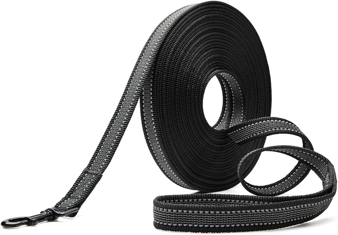 Correa Perro Pequeños a Grandes y Medianos con Gomas Antideslizantes y Tiras Reflectantes, 5m 10m 15m 20m Correa Larga Adiestramiento de Perros Nylon Suave y Resistente, 10m x 2cm