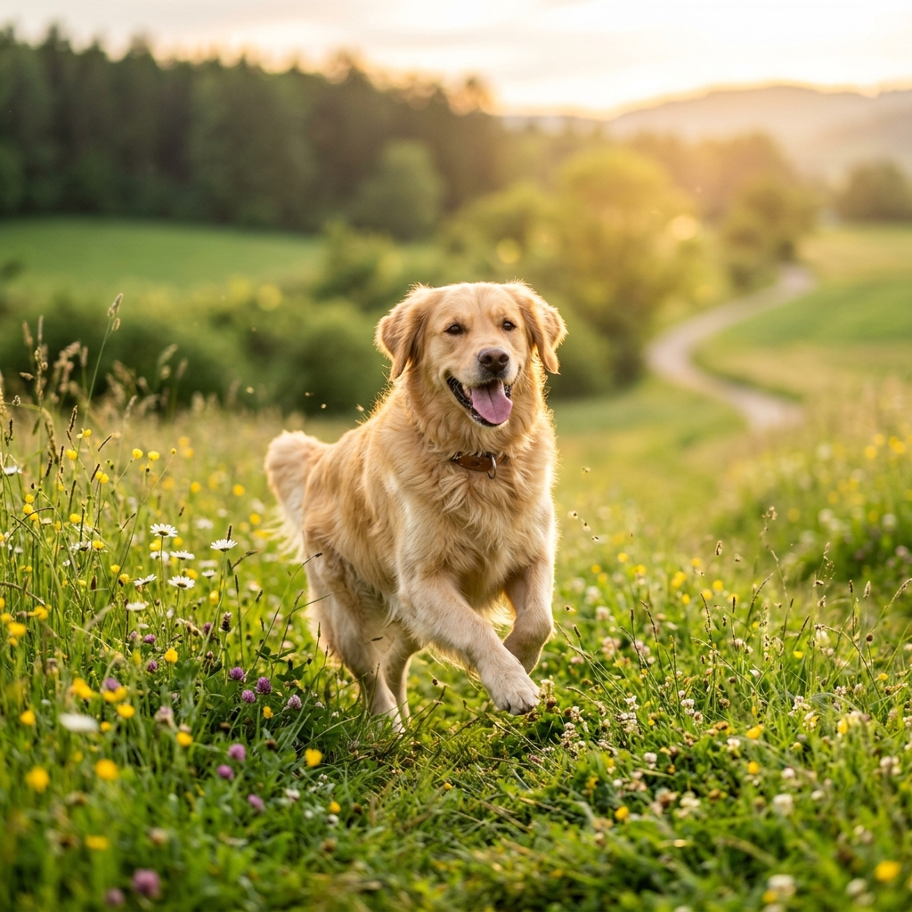 Perro jugando en el campo